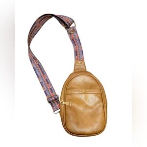 EUC Women’s Vegan Leather Aztec Printed Adjustable Strap Crossbody Travel Bag